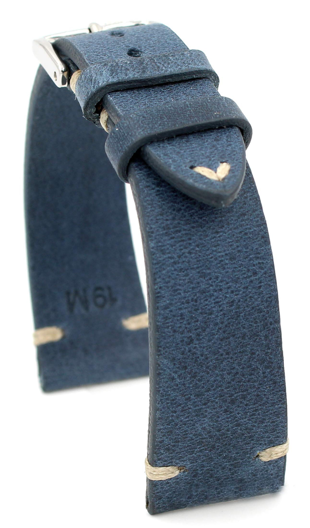 Rios1931 Sagittarius Vintage Rindsleder Uhrenarmband handgemacht in Deutschland 19mm blau