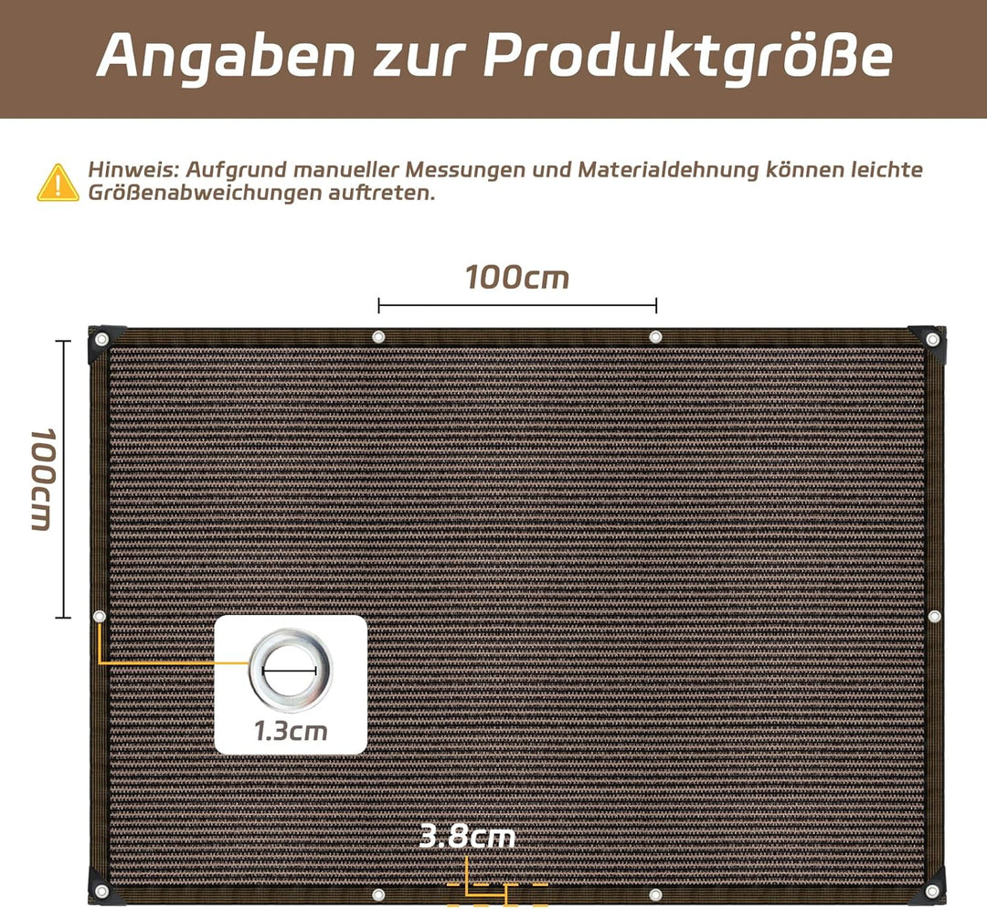 Schattierungsnetz mit ösen, 1x2m Kleine Sonnensegel Schattennetz Luftdurchlässiger Schattiernetz Win