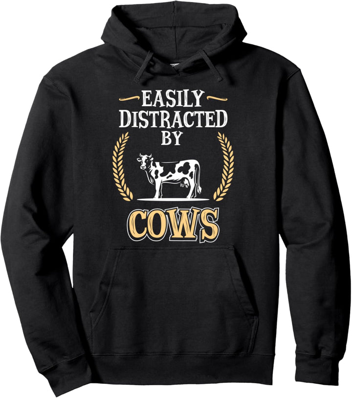 Leicht abgelenkt von Kühen Kuh Farmer Pullover Hoodie