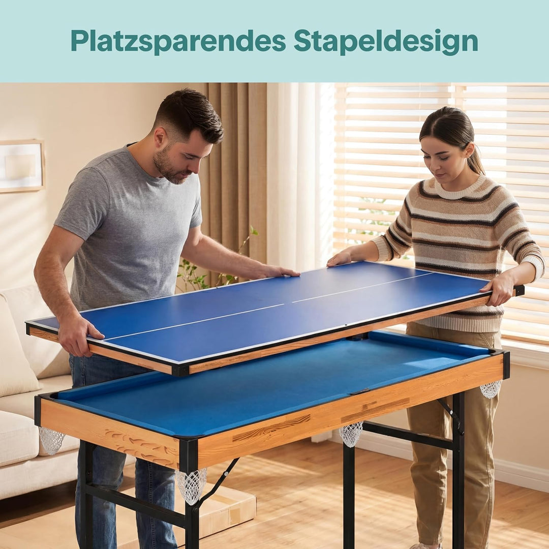 SereneLife Multifunktionstisch, Multigame Spieltisch – 4 in 1 mit Zubehör, Tischkicker, Billardtisch