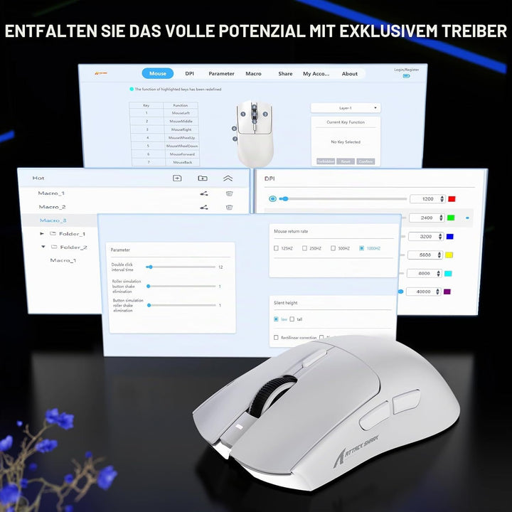 MAMBASNAKE x Attack Shark X1 Gaming-Maus mit Ladestation, 49g Ultralight, 40K DPI PAW3395 PRO-Sensor