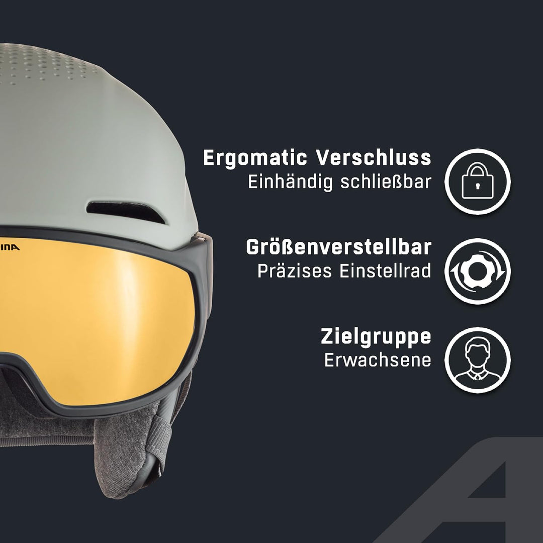 ALPINA ALTO Q-LITE - Sicherer, Stossabsorbierender &amp; Individuell Anpassbarer Skihelm Mit Kontrastver