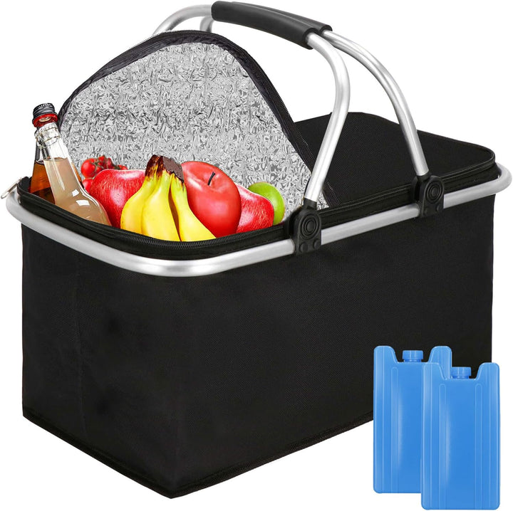 SPRINGOS Thermotasche Kühltasche Schwarz, 2 Kühlakku, Schwarz, 2 Kühlakku