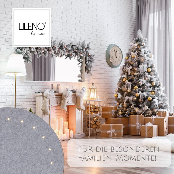 LILENO HOME Weihnachtsbaumdecke LED grau 20 Sterne mit 8 Leuchtfunktionen - Christbaumdecke als Bode