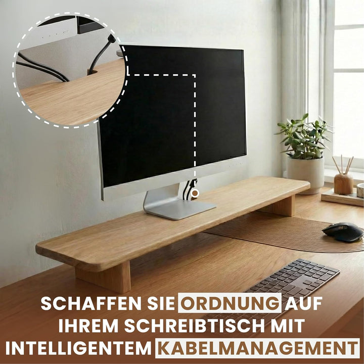 Monitor Ständer aus Holz, Ergonomischer Bildschirmerhöhung Schreibtischorganizer, Naturholz Desktop