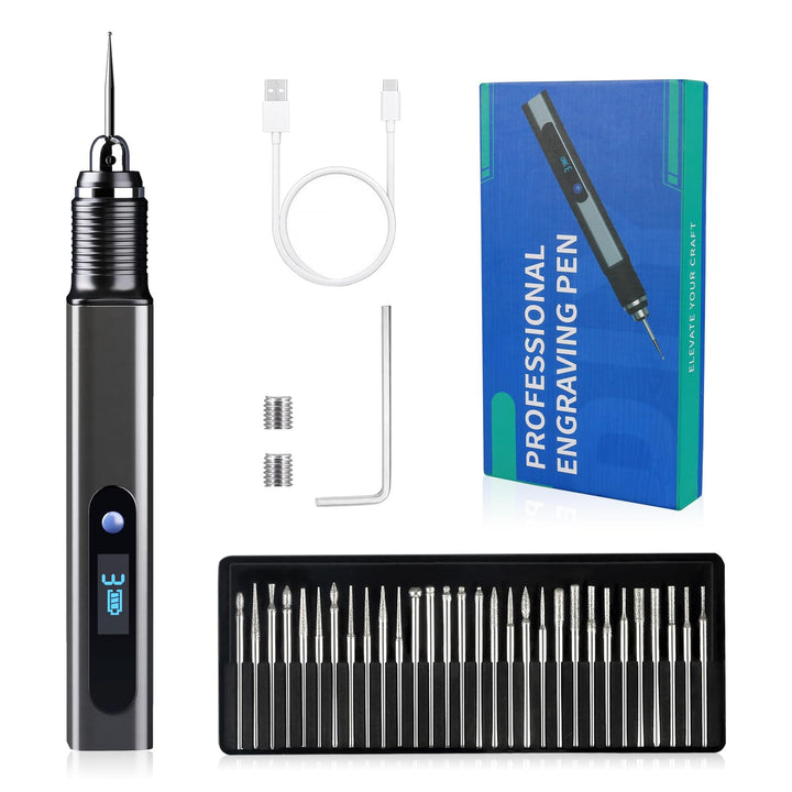 Wiederaufladierbar mit 30 Bits Gravierstift Kit Mini Graveur Gravurwerkzeug Zu 21000 U/min Tragbar G