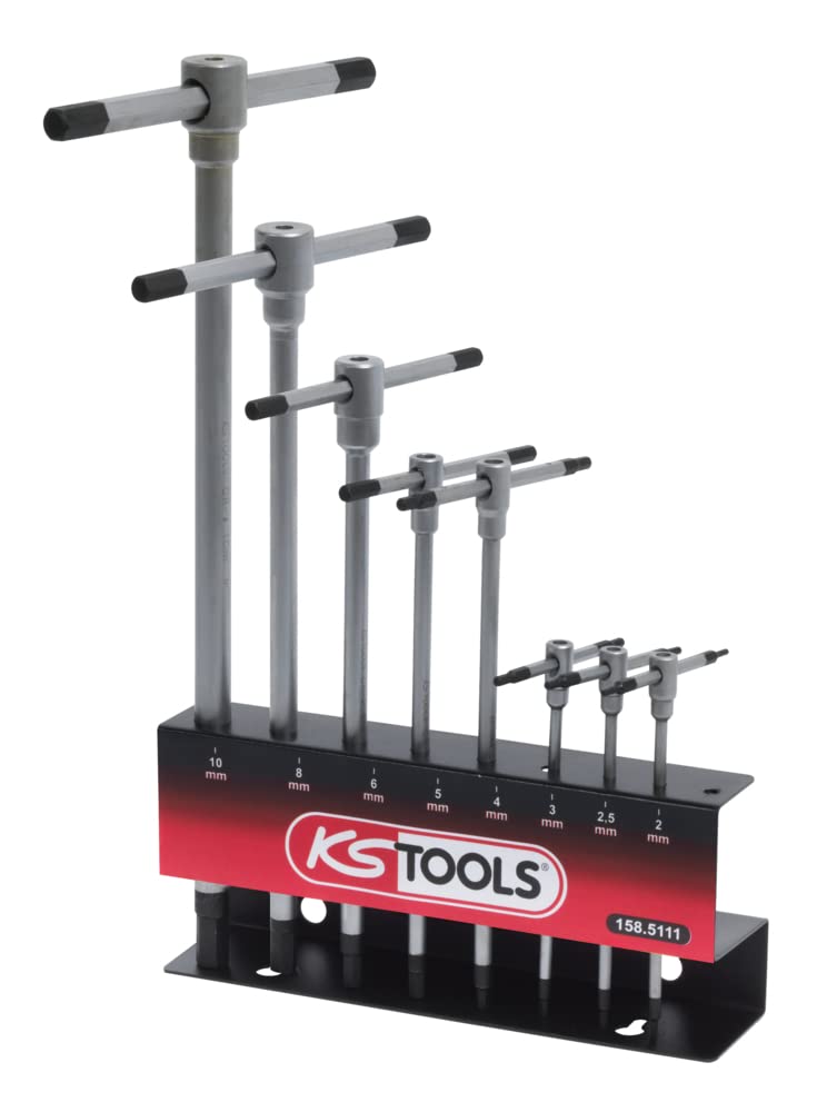 KS Tools 158.5111 8 Stück 8 Hex Schlüssel – T Griff/Ständer