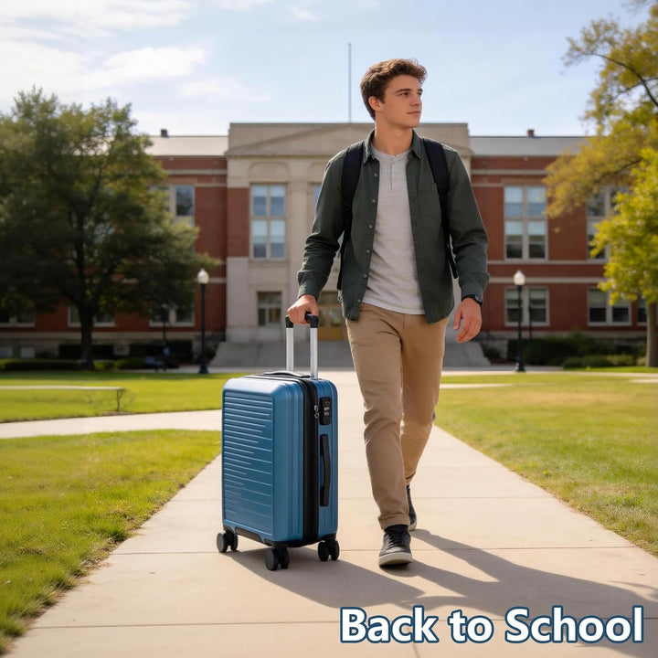 OUZZO Handgepäck Koffer 53cm, PC-Hartschale Trolley Koffer 45L, TSA Schloss Blau S, Blau S