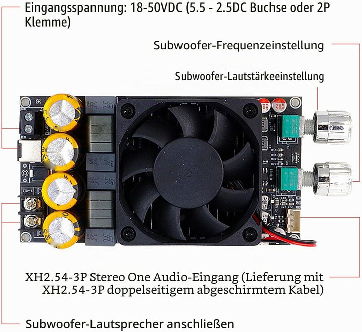SEAFRONT Verstärkerplatine, Verstärkerplatine, Aktiver Subwoofer, 600 W Tiefpassfilter, Einkanal-Sub