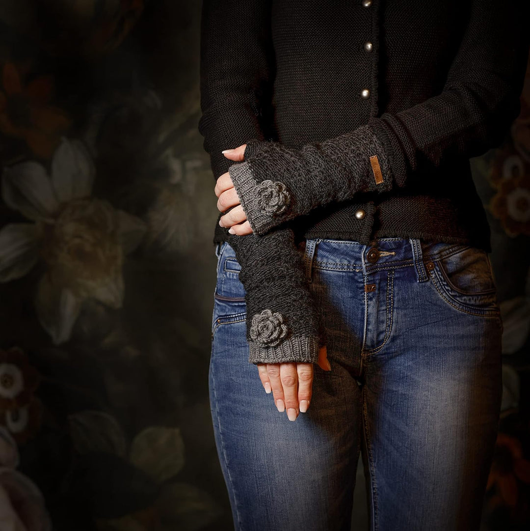 McRon Damen Gestrickte Pulswärmer Modell Lana Azurblau, Azurblau