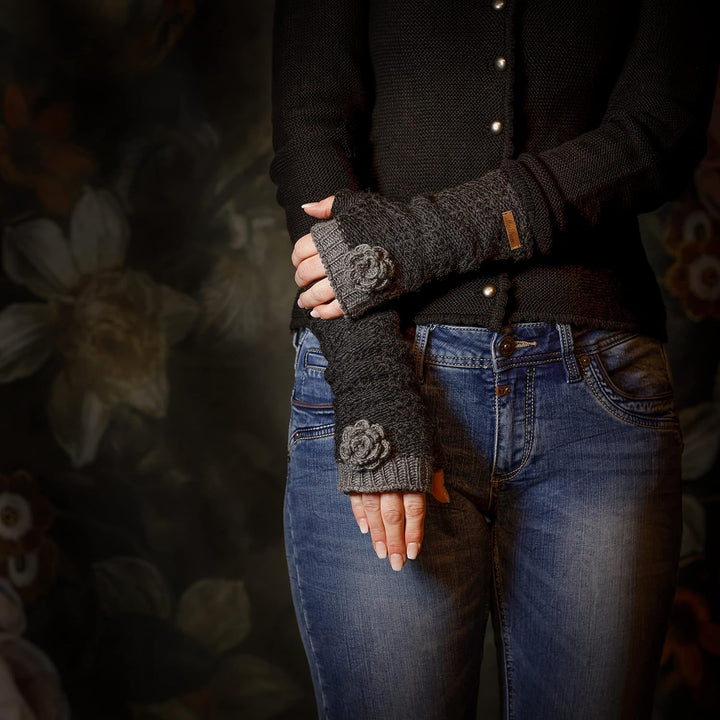 McRon Damen Gestrickte Pulswärmer Modell Lana Azurblau, Azurblau