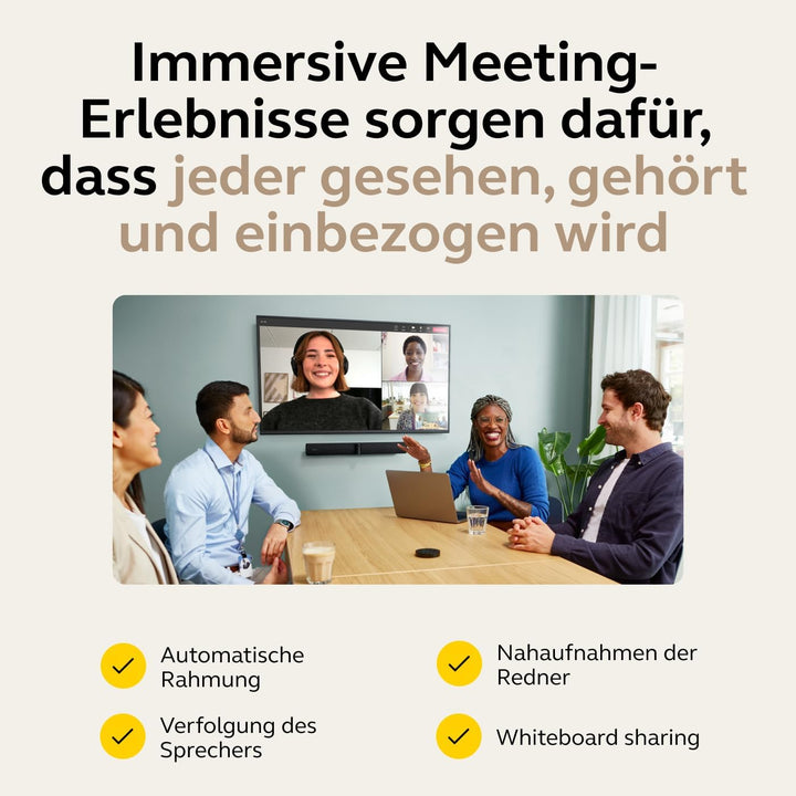 Jabra PanaCast 50 Videokonferenz Kamera Panorama Webcam 4K mit Videokonferenzsystem für kleine &amp; mit