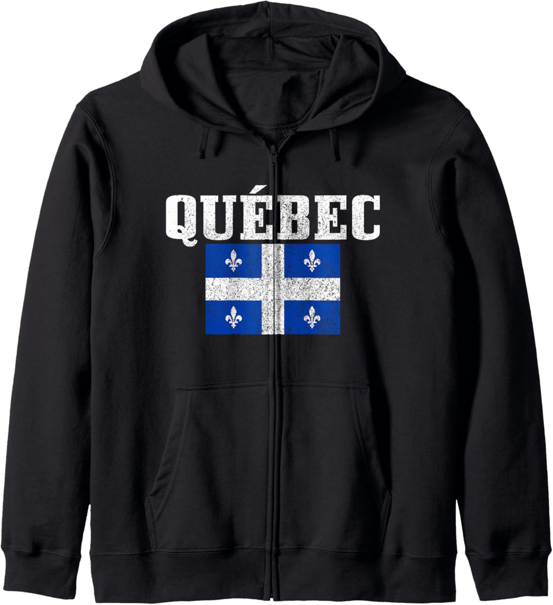 Quebec Kanada Flagge Vintage Kapuzenjacke