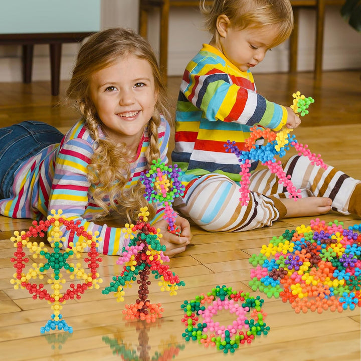 600PCS Interlocking Snowflake Building Block(Rainbow Colors) 600PCS Multicoloured, 600PCS Multicolou