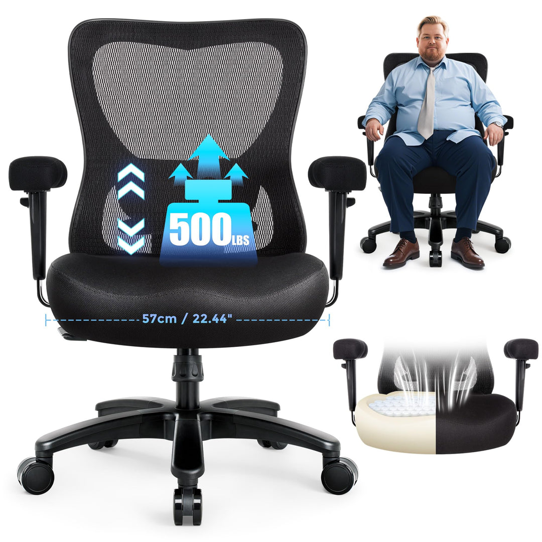 IWMH Bürostuhl 200kg XXL, Bürostuhl Ergonomisch, Grosse und hohe Schreibtischstuhl,Mesh Computerstuh