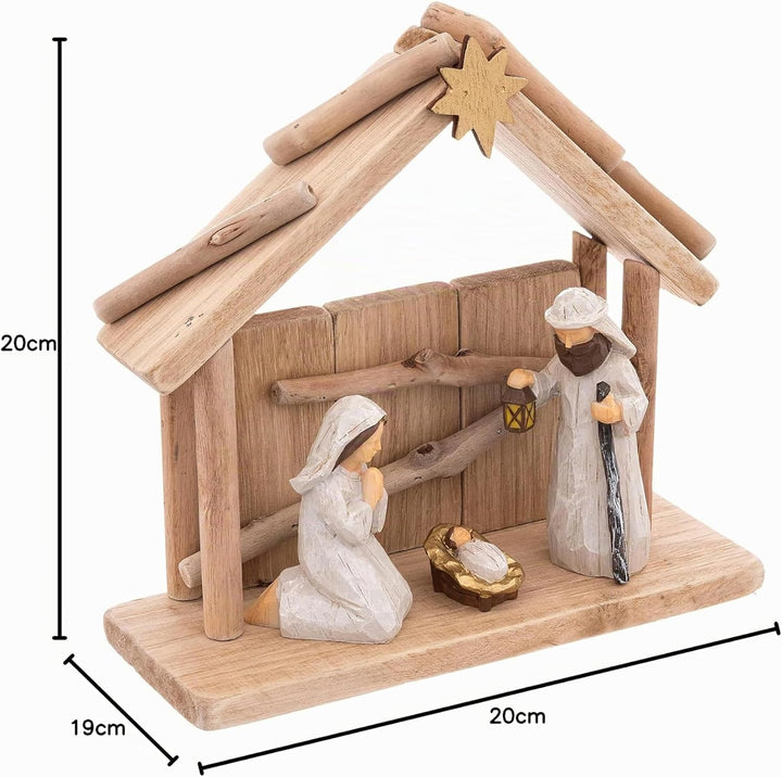 WEB2O Weihnachtskrippe aus Holz mit 3 Krippen