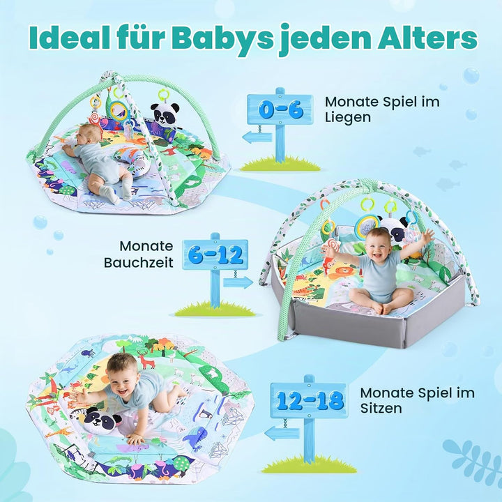 8-in-1 Faltbare Spielbogen Baby Spieldecke Mit Entwicklungszonen,Interaktive Sensorik Spielzeug Mult