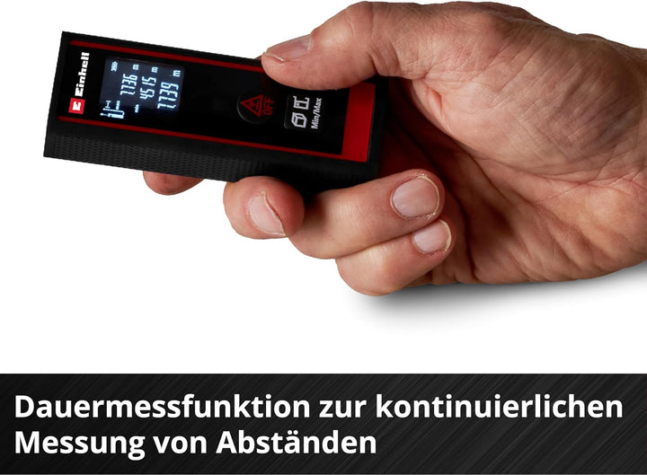Einhell Laser Entfernungsmesser TC-LD 30 R (30 m max. Messbereich, Messmodi Distanz, Fläche, Volumen