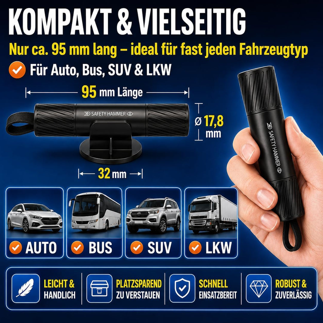 Notfallhammer Auto mit Gurtschneider, 2-in-1 Wolframstahl, 2 Stück