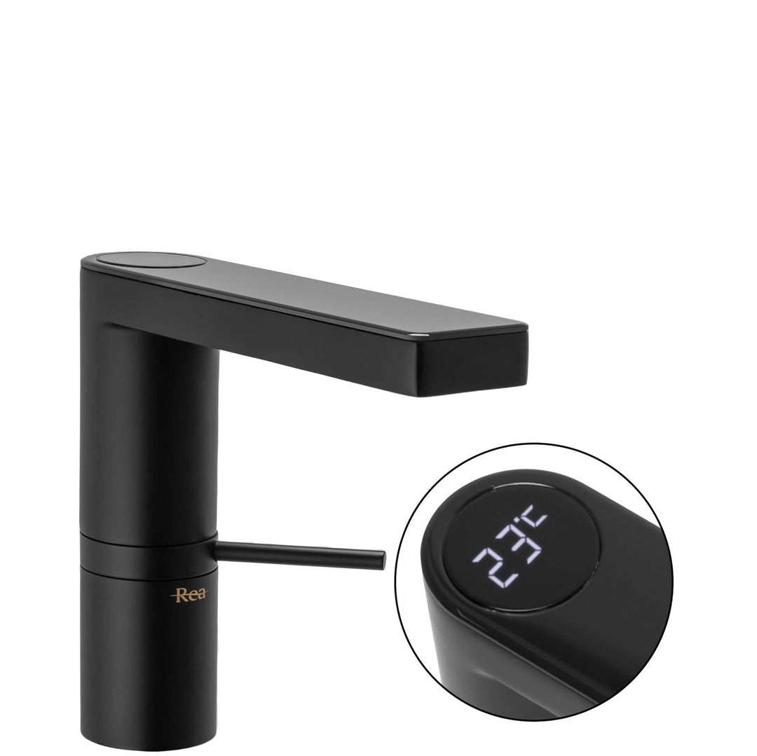 Rea Waschtischarmatur AMAR LCD BLACK LOW Wasserhahn Bad Badarmatur aus Messing Armatur für Waschbeck