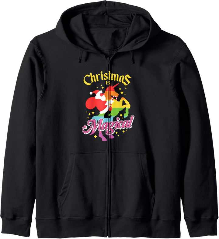 Santa Claus Riding Unicorn Christmas Is Magical Kapuzenjacke
