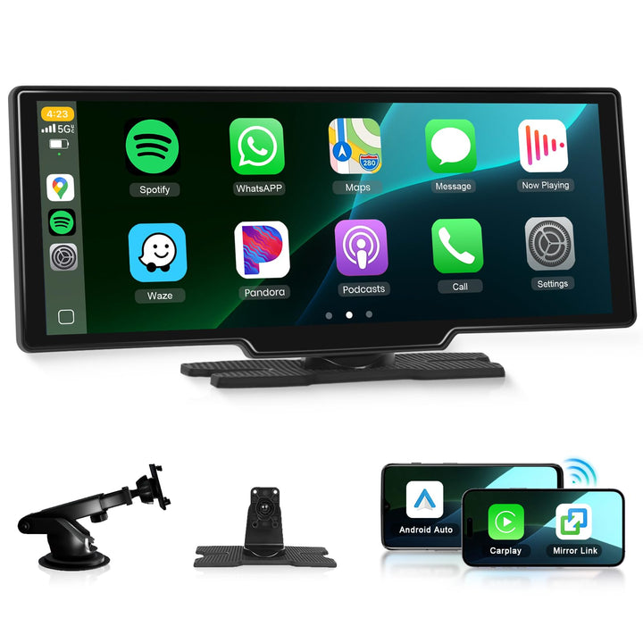CarPlay &amp; Android Auto Wireless, tragbares Podofo-Radio (10,26 Zoll) mit IPS-Touchscreen, unterstütz