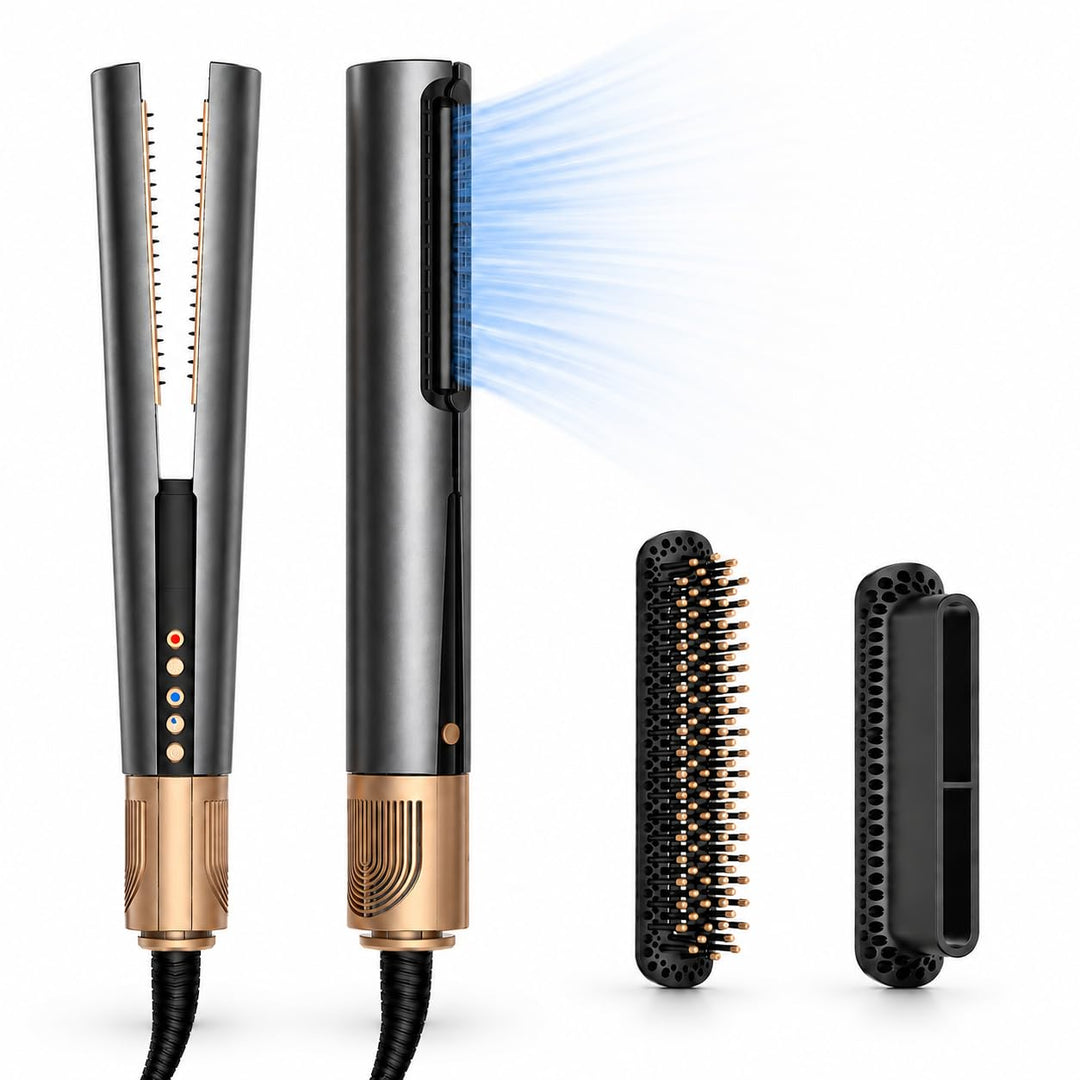 Golden Goods Airloop Haarglätter mit Luft 3-in-1, Luft-Haarglätter, Föhn &amp; Stylingbürste, Glätteisen