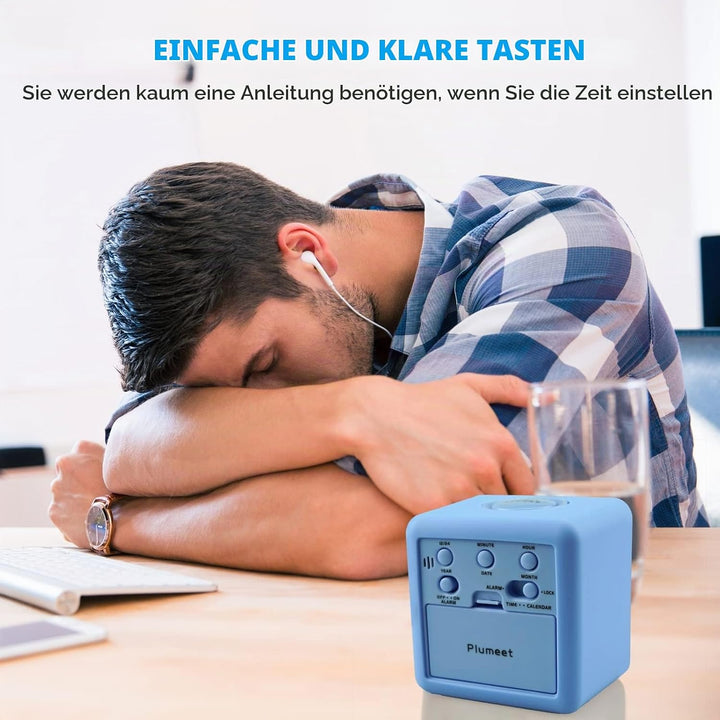 Plumeet Digitaler Reisewecker, Einfach Einzustellen, mit Schlummermodus, Weichem Nachtlicht, Grossem