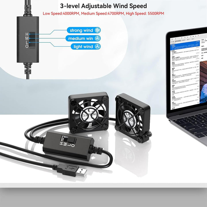 ELUTENG 2 in 1 USB Lüfter 40mm 5V, Doppel Mini USB Ventilator 40mm PC Lüfter Klein US B Computer Lü