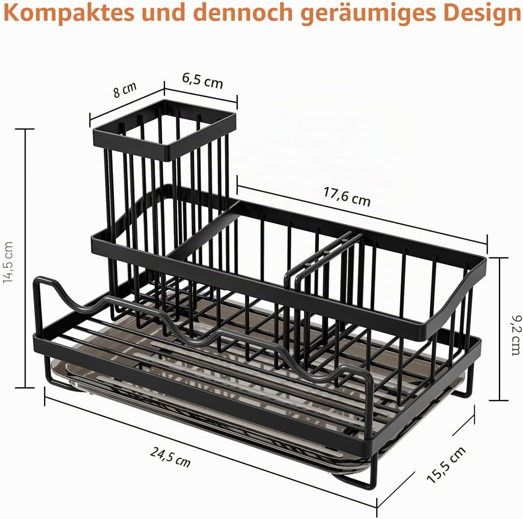 Erweitert Spülbecken Organizer, Schwarz Küchen Organizer Spüle mit Abflusspfanne, Spülschwammhalter