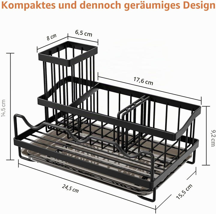 Erweitert Spülbecken Organizer, Schwarz Küchen Organizer Spüle mit Abflusspfanne, Spülschwammhalter
