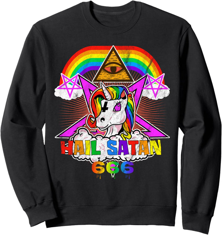 Hail Satan Einhorn Pentagramm 666 Okkult Gothic Geschenk Sweatshirt