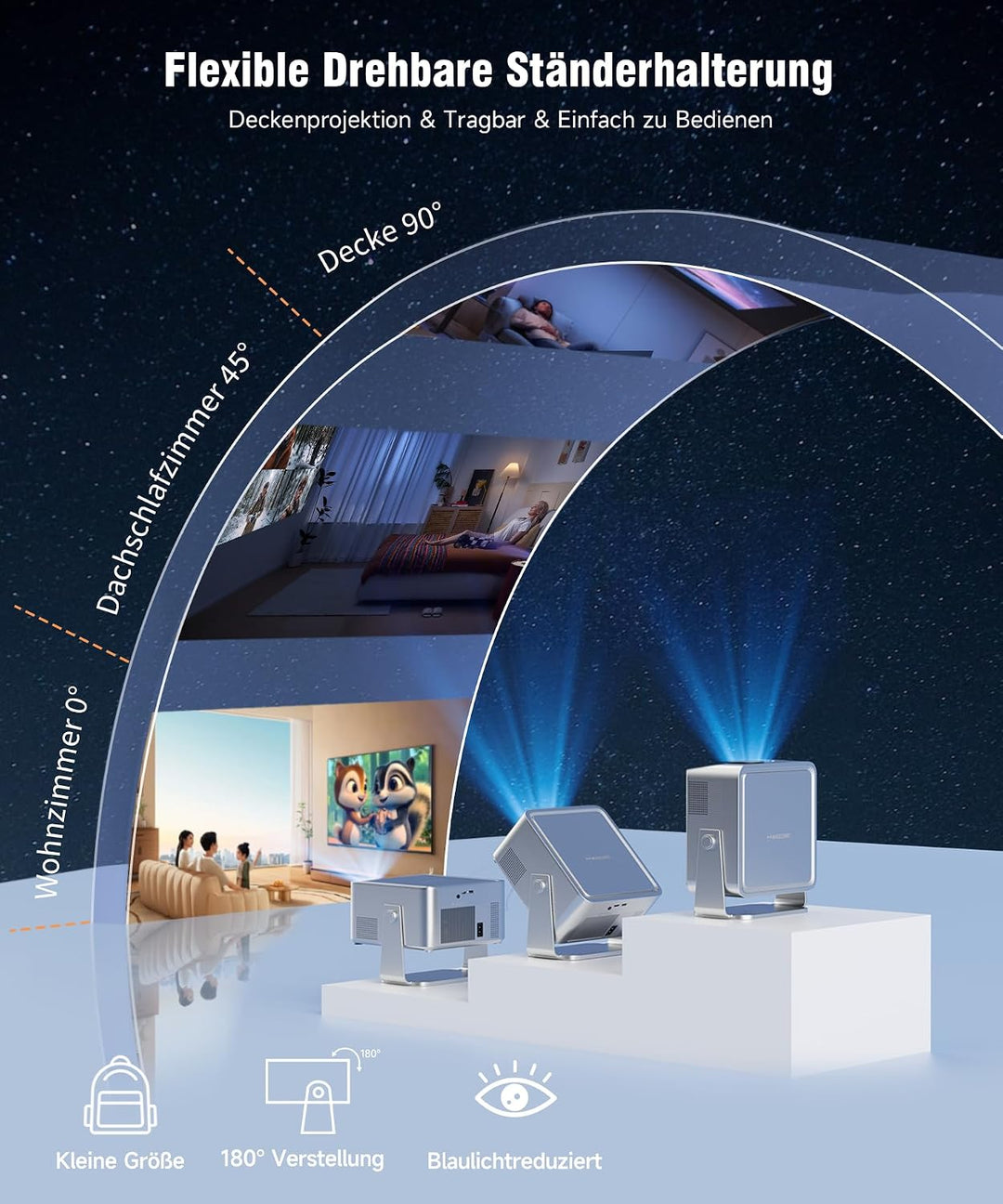 Magcubic Beamer 4K, 1080P Native 800ANSI Projektor mit WiFi, Bluetooth, Sprachsteuerung, Integrierte