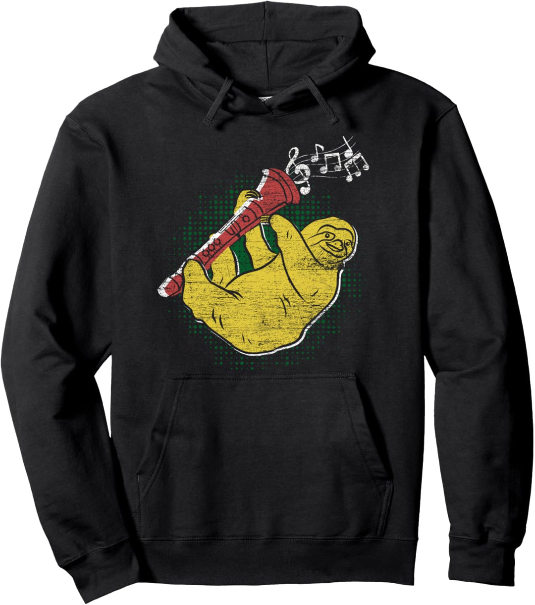 Niedliches Faultier Musiker Geschenk Klarinette Pullover Hoodie