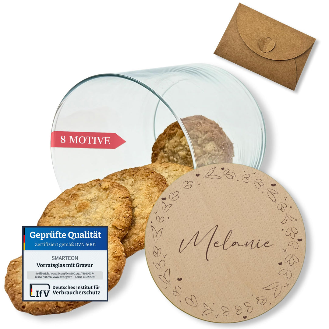 Vorratsgläser mit Deckel personalisiert mit Gravur, kleine Geschenke, Keksdose personalisiert, Danke