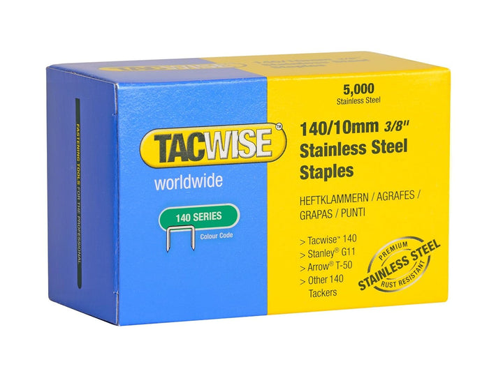 Tacwise 0477 Typ 140/10mm Edelstahl Heftklammern, 5.000 Stück 140/10mm Box mit 5000 Stück, 140/10mm