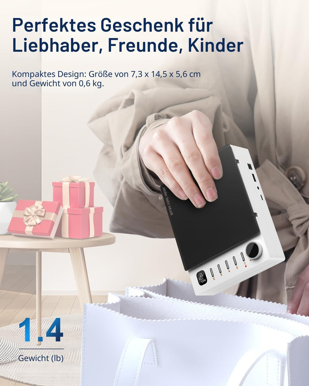 CD Player Tragbar, Leapwell Tragbarer CD Player Bluetooth mit Lautsprecher, Portable CD Player Kinde