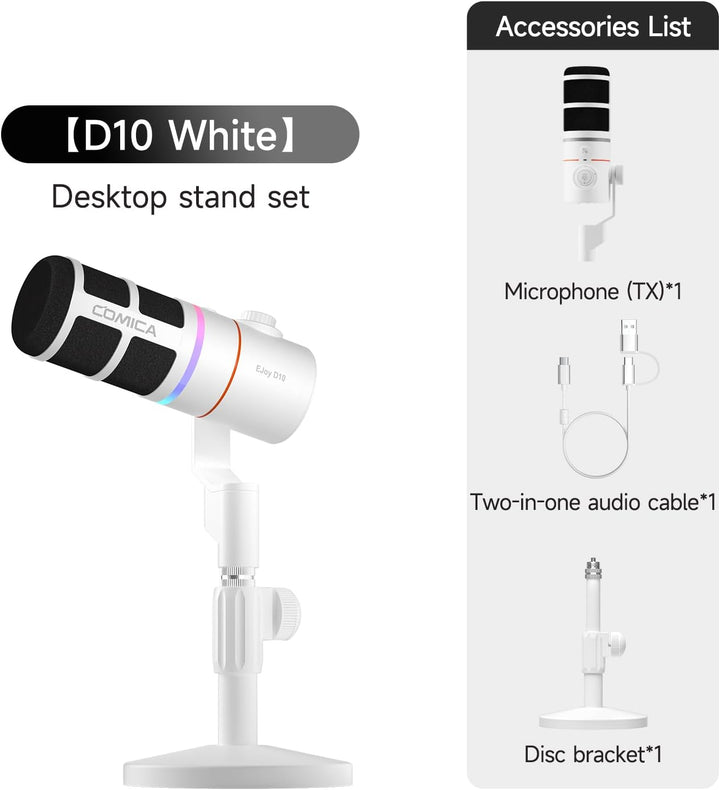 COMICA EJoy D10(D) Microphone de jeu USB – Micro dynamique RVB Avec Suppression du Bruit, XLR/USB-C,
