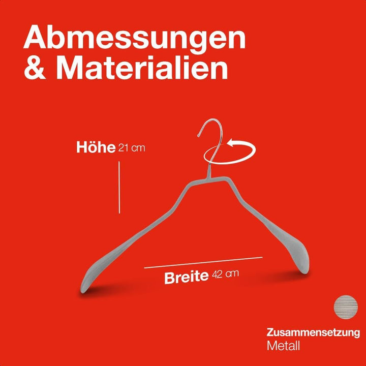 MAWA Kleiderbügel, Set mit 25 körpergeformten Metallkleiderbügeln, ideal für Mäntel, Jacken, Blazer