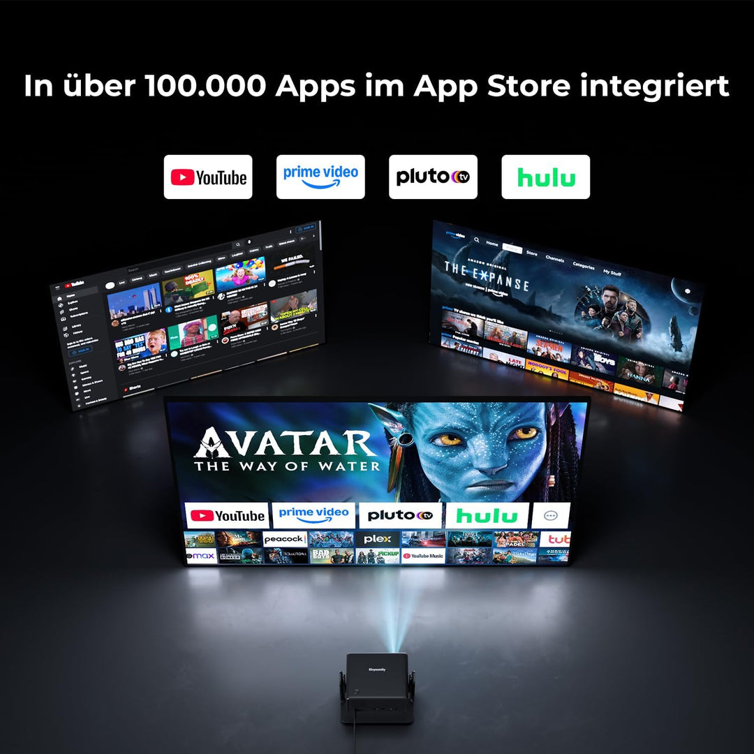 Beamer Kompatibel mit Netflix 28000 Lumen, Smart Beamer 4K unterstützt Native 1080P, WLAN 6 und Blue