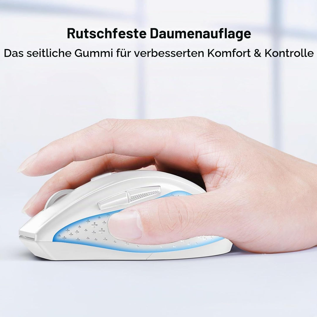 TECKNET Silent Maus Kabellose, 4800DPI 2.4GHz Leise Funkmaus mit Nano Empfänger, Side Control, Ohne