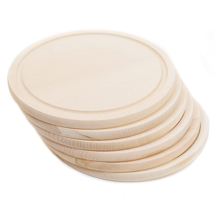 Frühstücksbrettchen rund 25 cm Holz | 6 Stück Schneidbrettchen Set aus Buche
