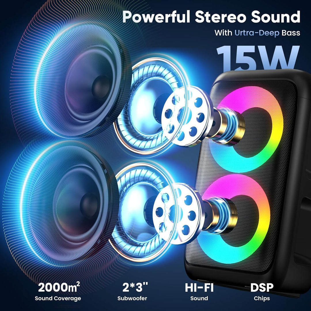 Karaoke Maschine (2025 Neueste Generation) | Karaoke Anlage mit 2 Mikrofone Bluetooth Lautsprecher |