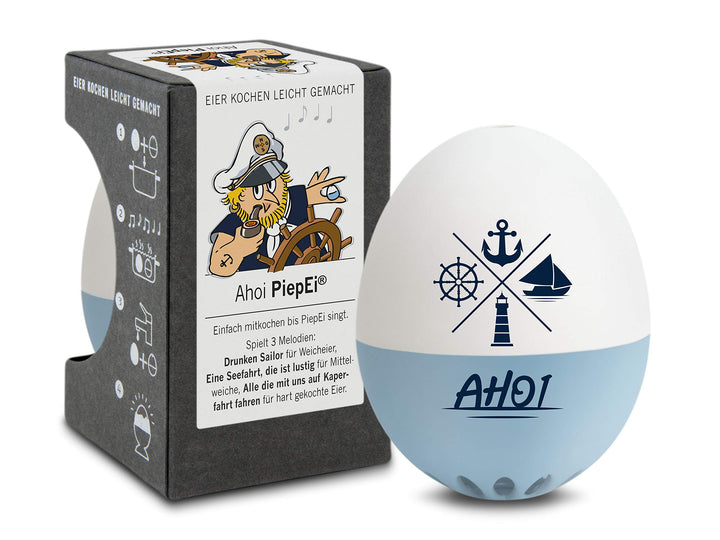 Brainstream AHOI PiepEi - Singende Eieruhr zum Mitkochen - Eierkocher für 3 Härtegrade - Maritime Ge