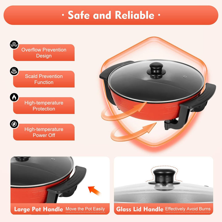 Hot Pot Kochtopf Yin Yang, 6L 2 Grid 2 Geschmack Kochtopf Partypfannemit Glasdeckel, Multifunktionsp