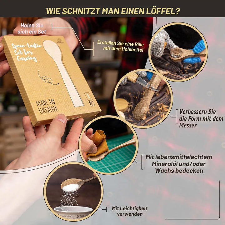 BeaverCraft Holzschnitz-Löffelrohlings-Set BB3 – Holzrohling zum Löffelschnitzen – Schnitzholz – Wei