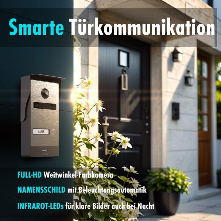m-e ALLVISO Video Türsprechanlage, 2 Draht IP BUS, Aufputz Gegensprechanlage mit 160° Kamera und Tür