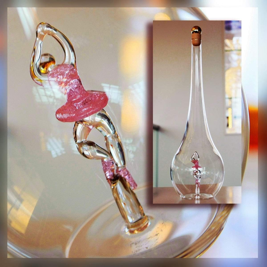 CRISTALICA Geschenkflasche Glas mit Figur Balleriena Ballett 500ml leer zum selbst befüllen