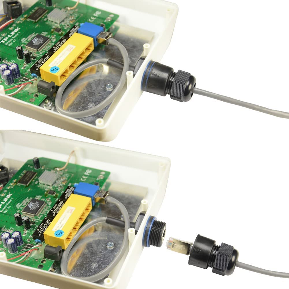 PENGLIN 2 Stück RJ45 M25 CAT5E Wasserdicht Ethernet Einbaubuchse,Ethernet LAN Kabel Stecker auf Buch