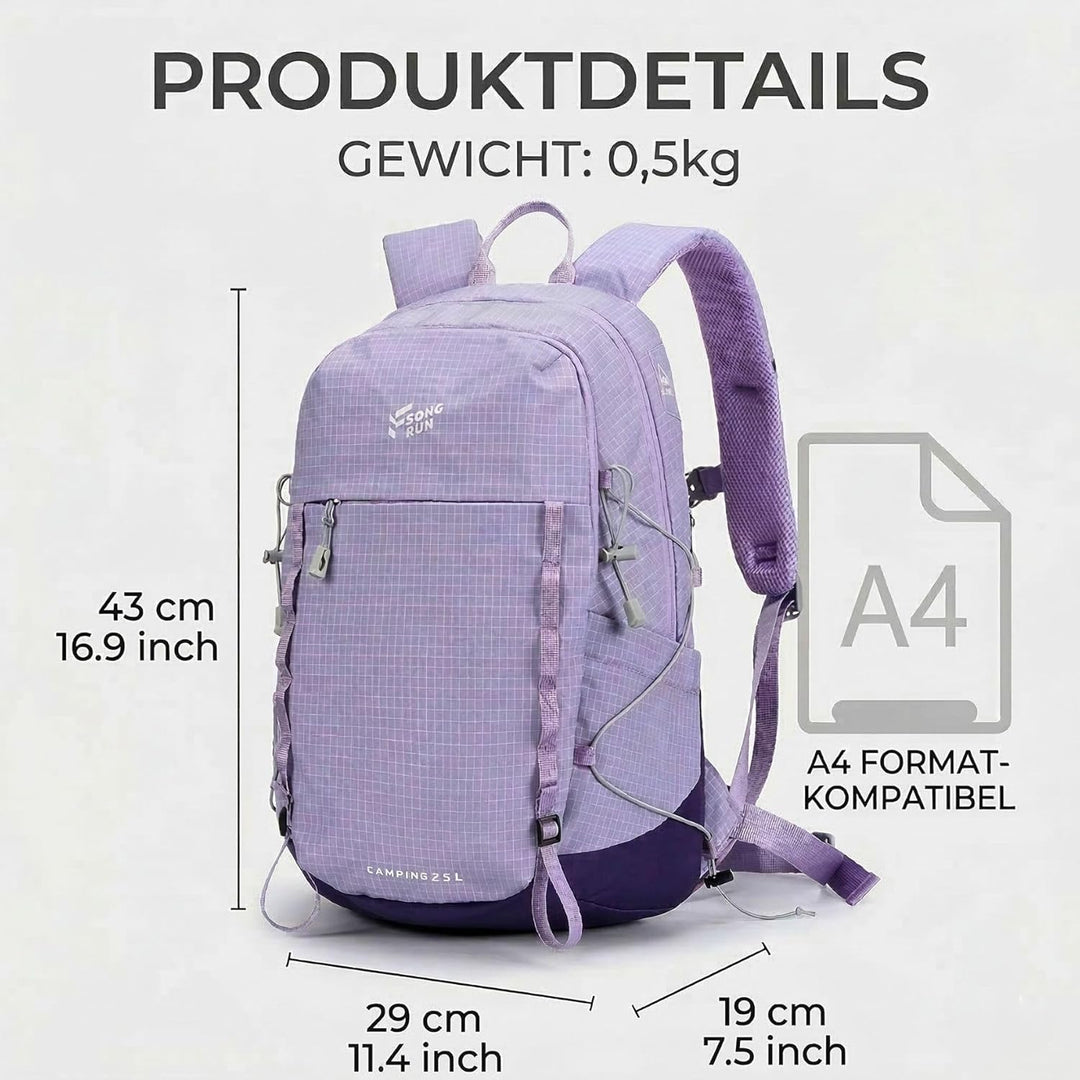 25L Wanderrucksack Damen Herren Reiserucksack Wasserdicht Rucksack Brown, Brown